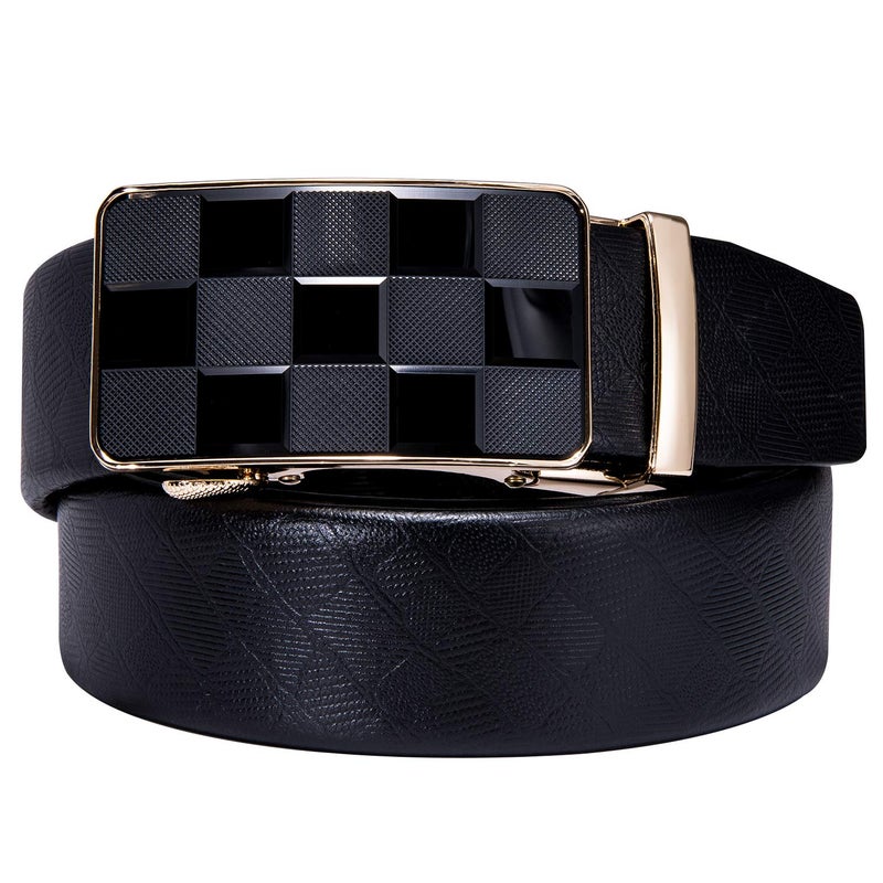 Dubulle Ratchet Dress Belt for Men Designer Mens Leather Belts Fashion Plaid Autoamtic Buckle Adjustable Sliding 1 3/8 Casual Formal - Image 2